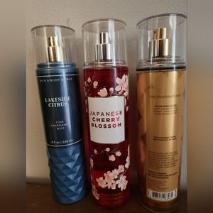 Bath & Body Works Japanese Cherry Blossom, Lakeside Citrus, Head of Gold